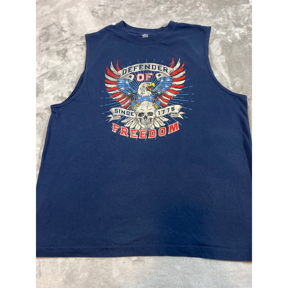 Way To Celebrate Patriotic Mens Large Navy Blue Defender of Freedom Tank Top L